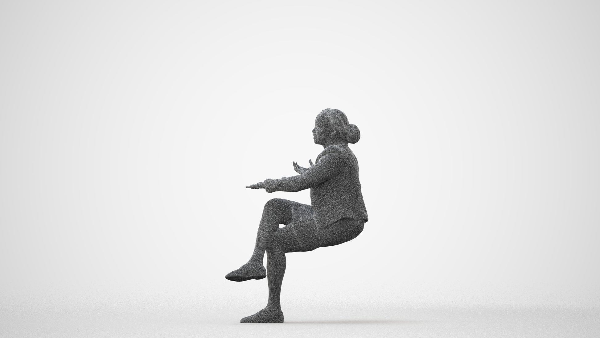 scanned 3D woman business sitting, photogrammetry people for Enscape and V-Ray, square thumbnail