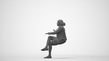 scanned 3D woman business sitting, photogrammetry people for Enscape and V-Ray, square thumbnail
