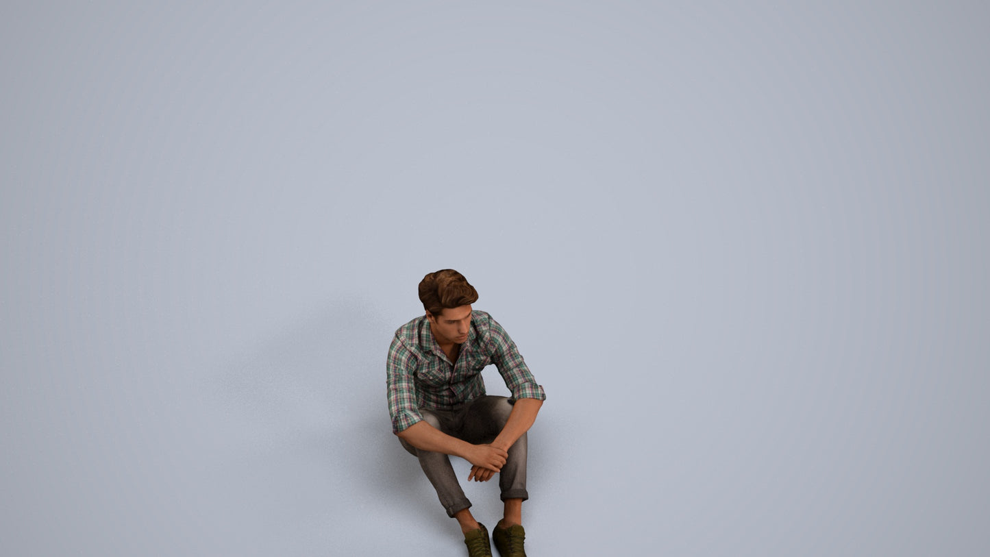 scanned 3D man casual mix, photogrammetry people for Enscape and V-Ray, back view render