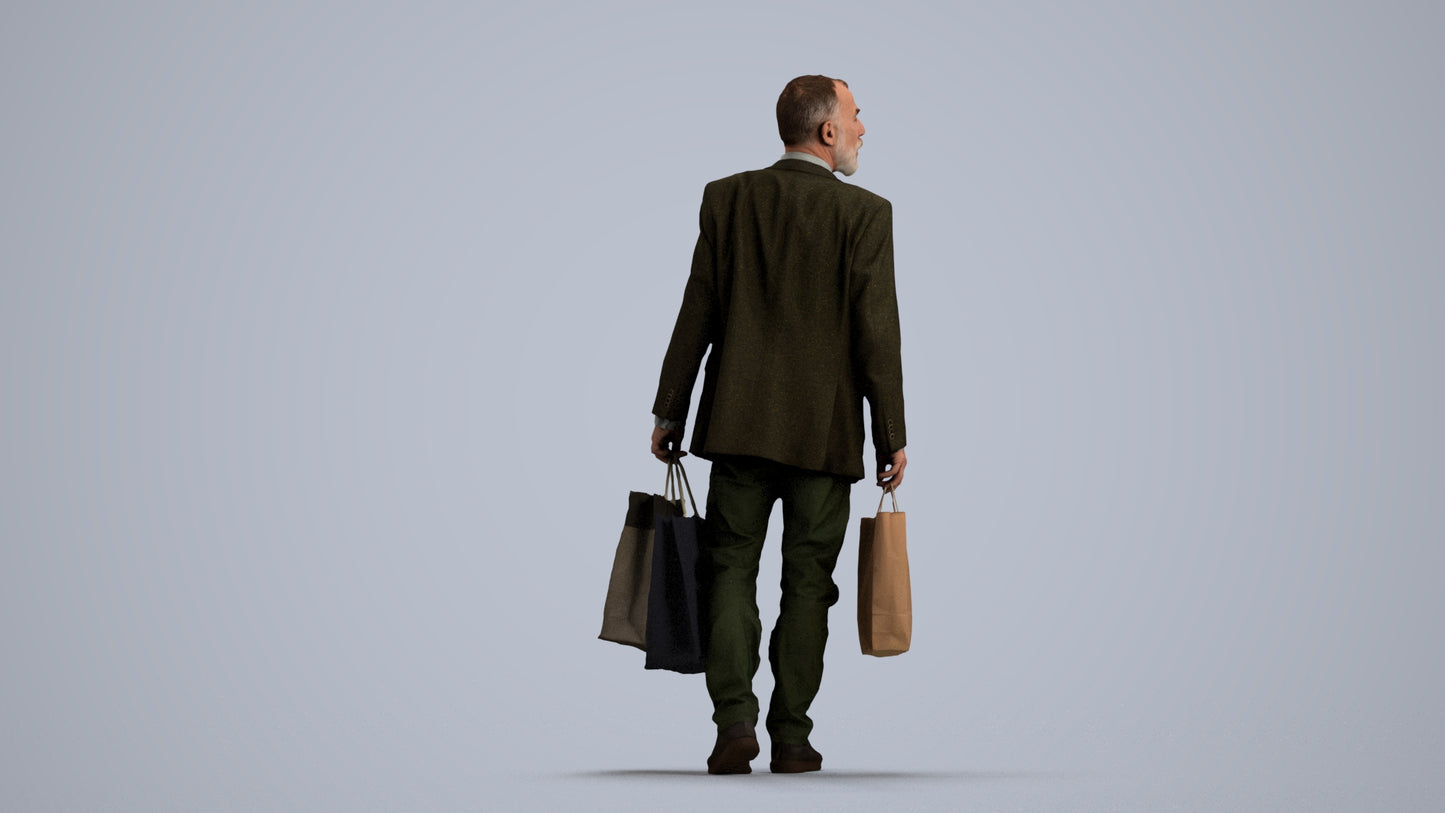 photogrammetry 3D senior man casual business, realistic human model archviz FBX, front view render