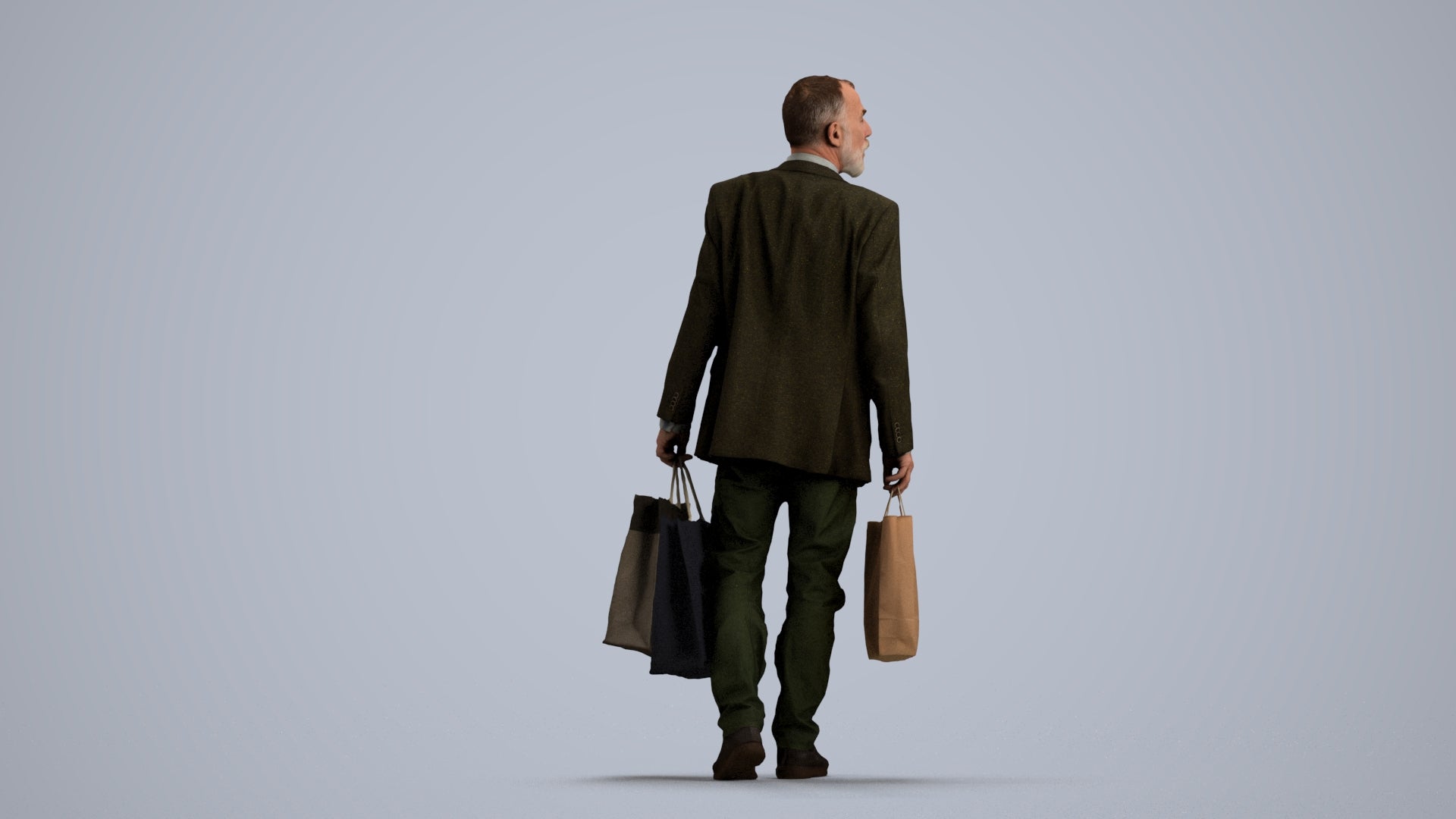 photogrammetry 3D senior man casual business, realistic human model archviz FBX, front view render