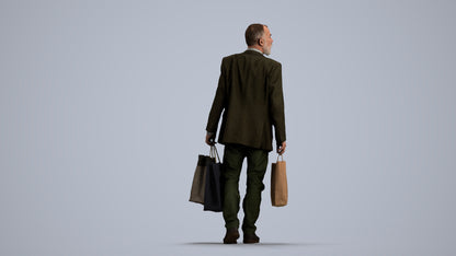 photogrammetry 3D senior man casual business, realistic human model archviz FBX, front view render