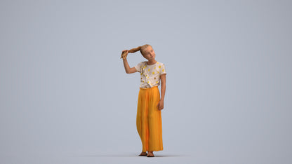 scanned 3D woman casual kids, photogrammetry people for Enscape and V-Ray, standing pose render