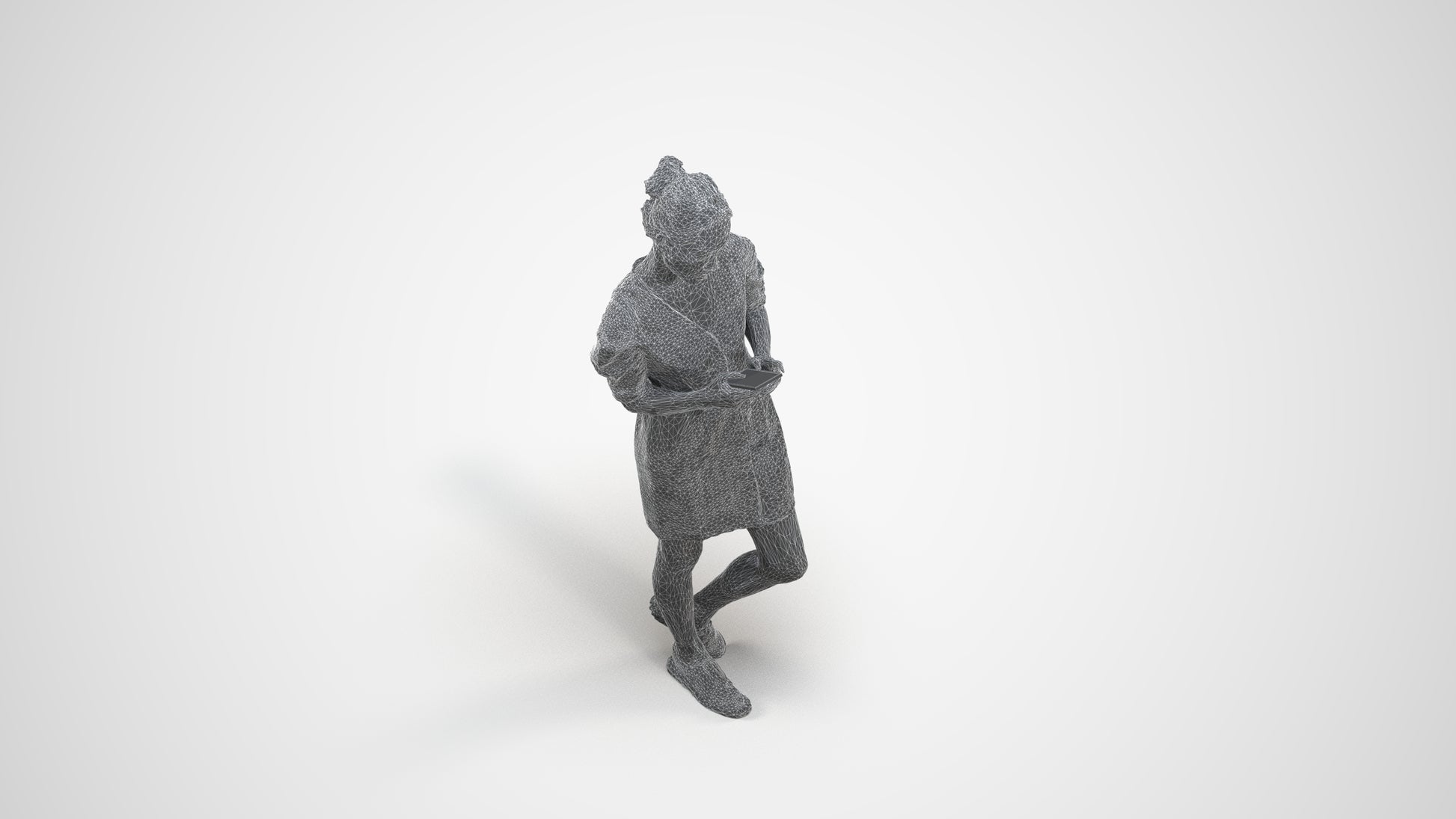 realistic 3D human woman business walking, archviz people FBX OBJ for Blender, wireframe three-quarter view