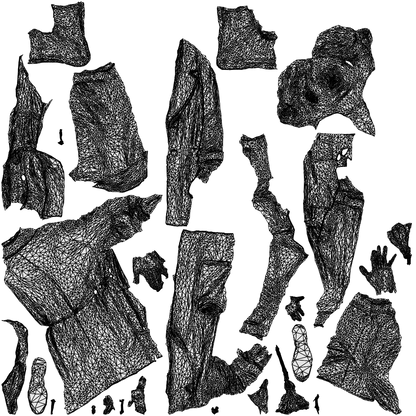 realistic 3D woman casual standing, scanned archviz people for Blender and 3ds Max, wireframe top-down view