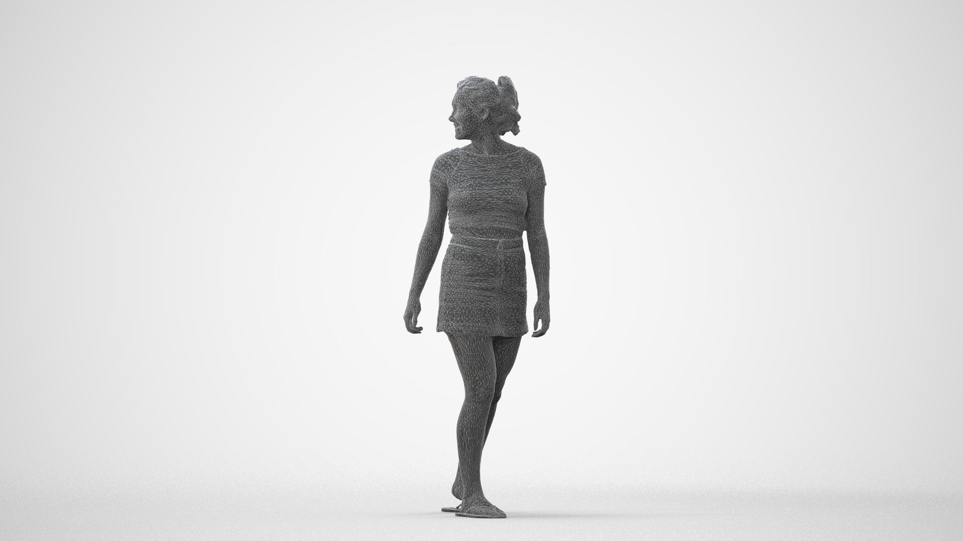 3D people model woman casual walking, scanned human for 3ds Max rendering, square thumbnail
