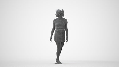3D people model woman casual walking, scanned human for 3ds Max rendering, square thumbnail
