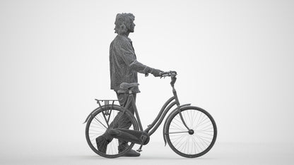 realistic 3D people man casual cycling, render-ready for V-Ray and Corona, FBX OBJ, wireframe side view