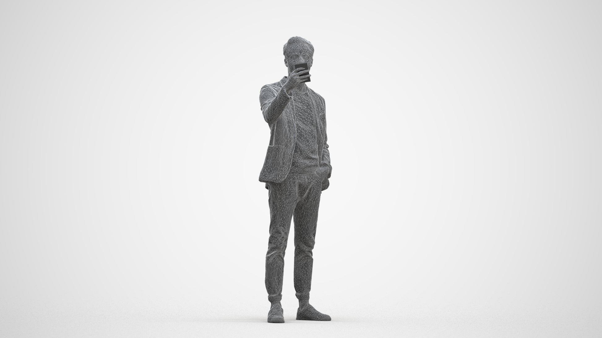 realistic 3D people man business standing, render-ready for V-Ray and Corona, FBX OBJ, three-quarter front view render
