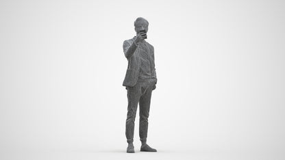 realistic 3D people man business standing, render-ready for V-Ray and Corona, FBX OBJ, three-quarter front view render