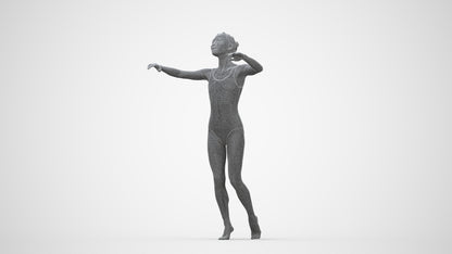 3D scanned woman pool, photorealistic archviz people for Enscape and SketchUp, wireframe back view