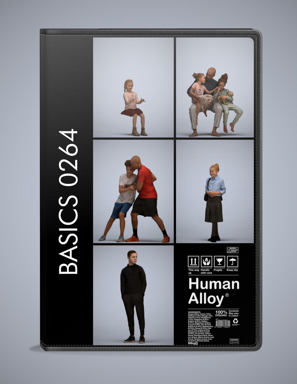 realistic 3D people kids set, 5 render-ready models for V-Ray and Corona