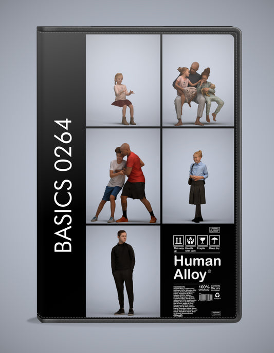 realistic 3D people kids set, 5 render-ready models for V-Ray and Corona