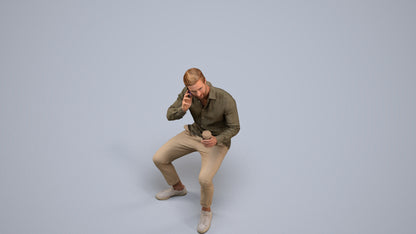 realistic 3D people man casual sitting, render-ready for V-Ray and Corona, FBX OBJ, back view render