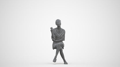 3D people model woman casual sitting, scanned human for 3ds Max rendering, three-quarter front view render