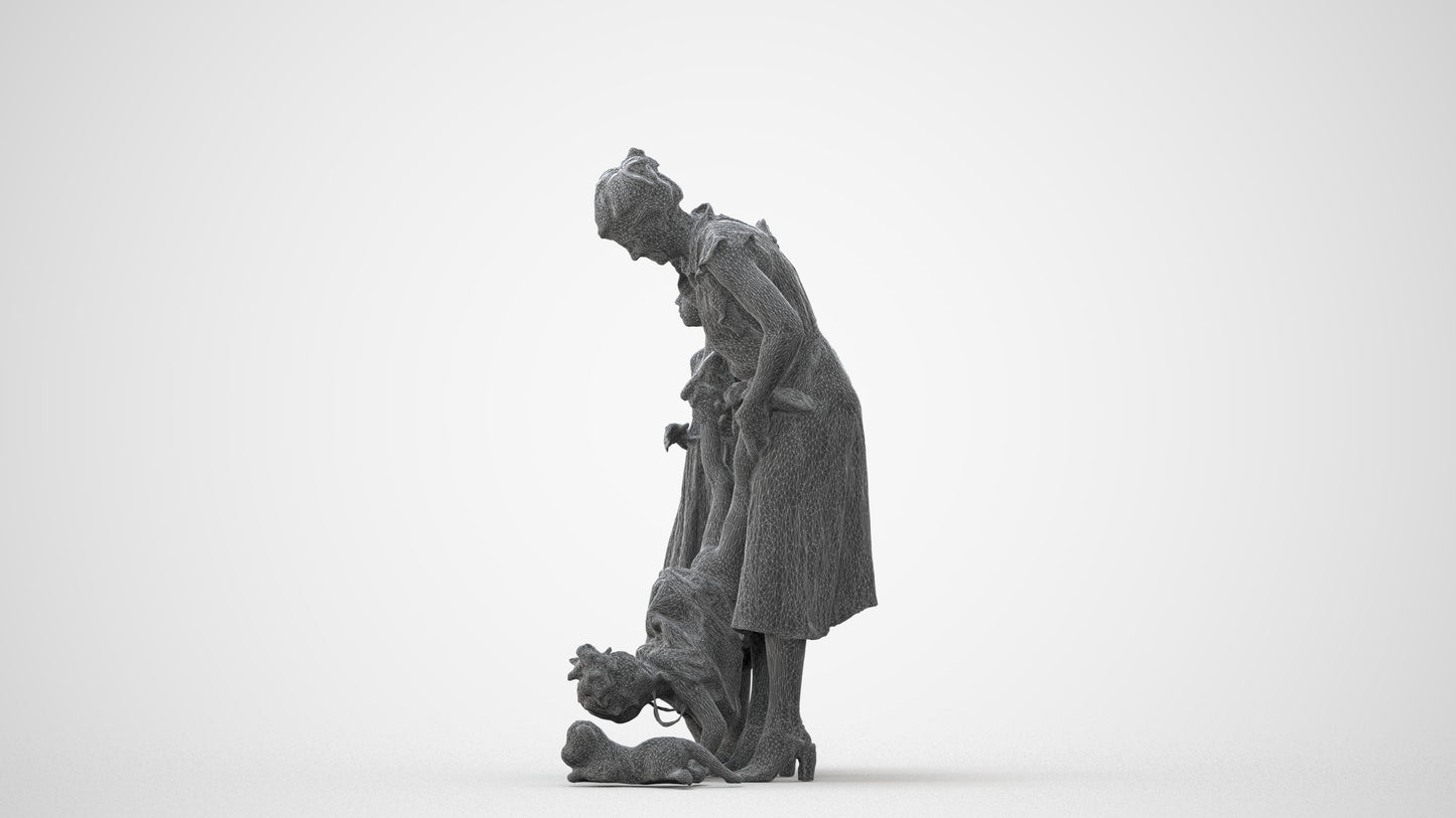 3D human model girl casual kids, photogrammetry scanned person for archviz, square thumbnail