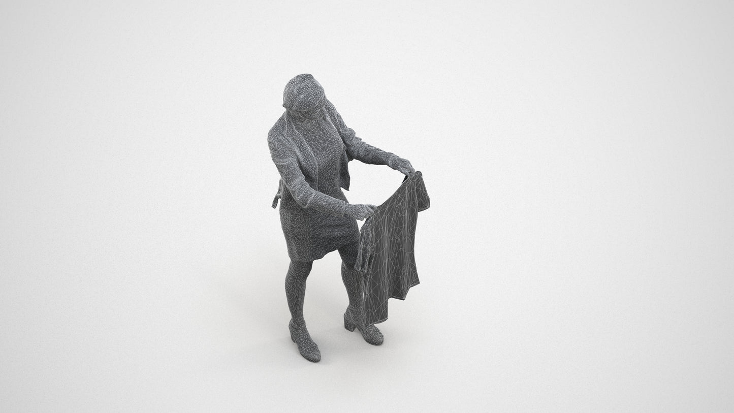 realistic 3D people woman casual mix, render-ready for V-Ray and Corona, FBX OBJ, wireframe three-quarter view