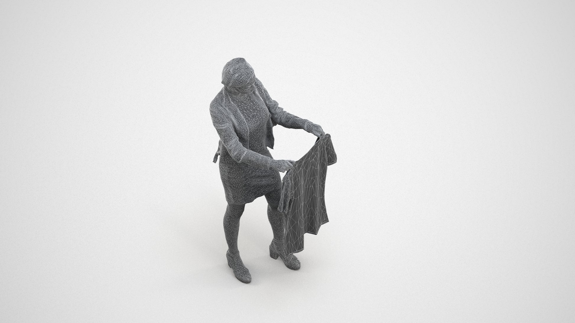 realistic 3D people woman casual mix, render-ready for V-Ray and Corona, FBX OBJ, wireframe three-quarter view