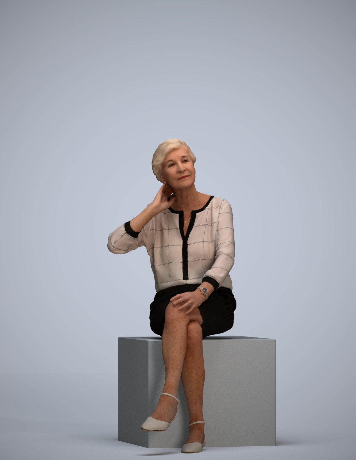 3D scanned senior woman formal casual, photorealistic archviz people for Enscape and SketchUp