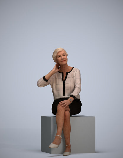 3D scanned senior woman formal casual, photorealistic archviz people for Enscape and SketchUp
