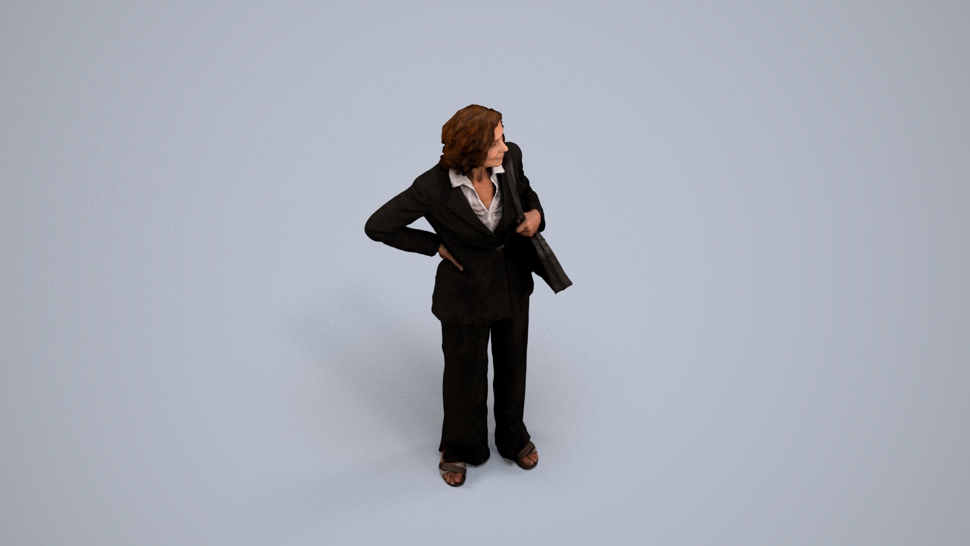 scanned 3D senior woman business, photogrammetry people for Enscape and V-Ray, back view render