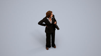 scanned 3D senior woman business, photogrammetry people for Enscape and V-Ray, back view render