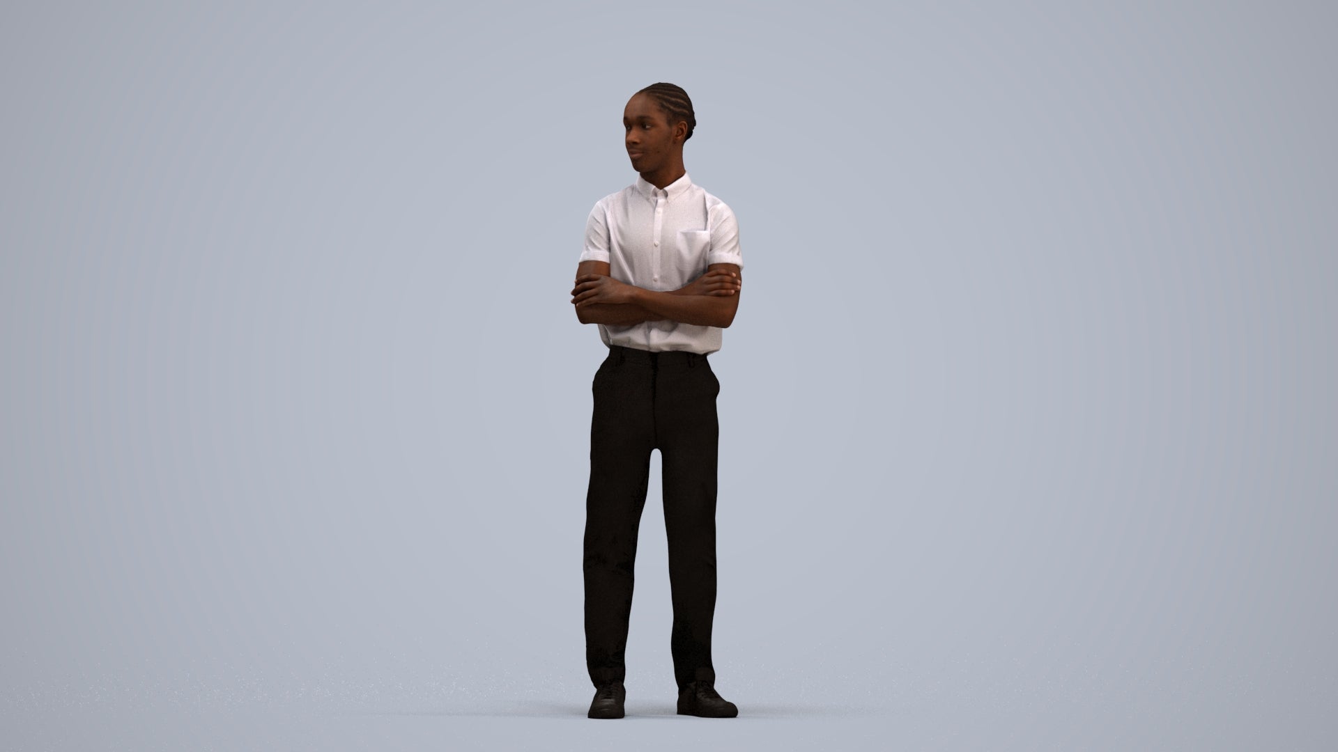 realistic 3D boy hospitality, scanned archviz people for Blender and 3ds Max, standing pose render