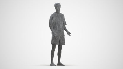 3D human model man casual standing, photogrammetry scanned person for archviz, three-quarter front view render