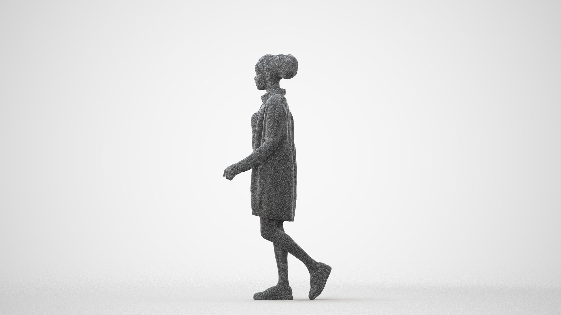 3D scanned woman walking casual, photorealistic archviz people for Enscape and SketchUp, square thumbnail