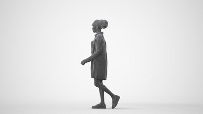 3D scanned woman walking casual, photorealistic archviz people for Enscape and SketchUp, square thumbnail