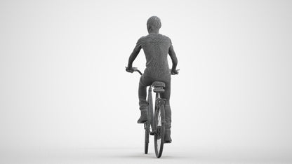 realistic 3D boy casual cycling, scanned archviz people for Blender and 3ds Max, wireframe front view