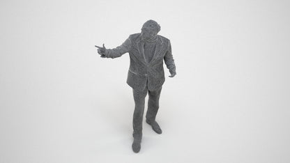 realistic 3D human man business, archviz people FBX OBJ for Blender, wireframe three-quarter view