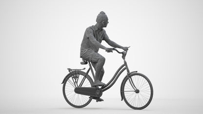 photogrammetry 3D man casual cycling, realistic human model archviz FBX, wireframe side view