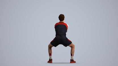 3D people model man sport, scanned human for 3ds Max rendering, front view render