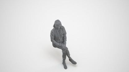 scanned 3D woman business, photogrammetry people for Enscape and V-Ray, wireframe three-quarter view