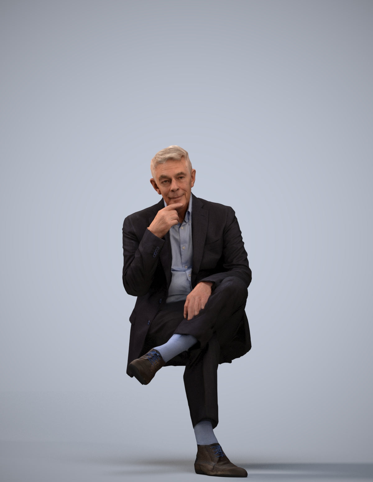 3D scanned senior man business, photorealistic archviz people for Enscape and SketchUp