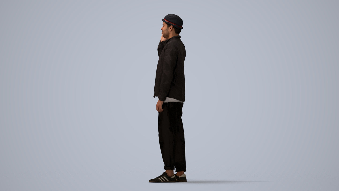 realistic 3D people man casual standing, render-ready for V-Ray and Corona, FBX OBJ, three-quarter view render