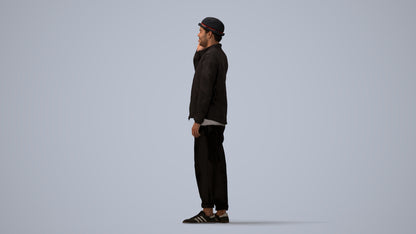 realistic 3D people man casual standing, render-ready for V-Ray and Corona, FBX OBJ, three-quarter view render