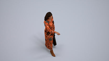 realistic 3D woman casual door, scanned archviz people for Blender and 3ds Max, back view render