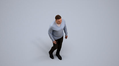realistic 3D human man casual walking, archviz people FBX OBJ for Blender, back view render