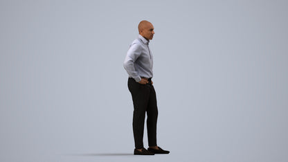 3D scanned man business, photorealistic archviz people for Enscape and SketchUp, side view render