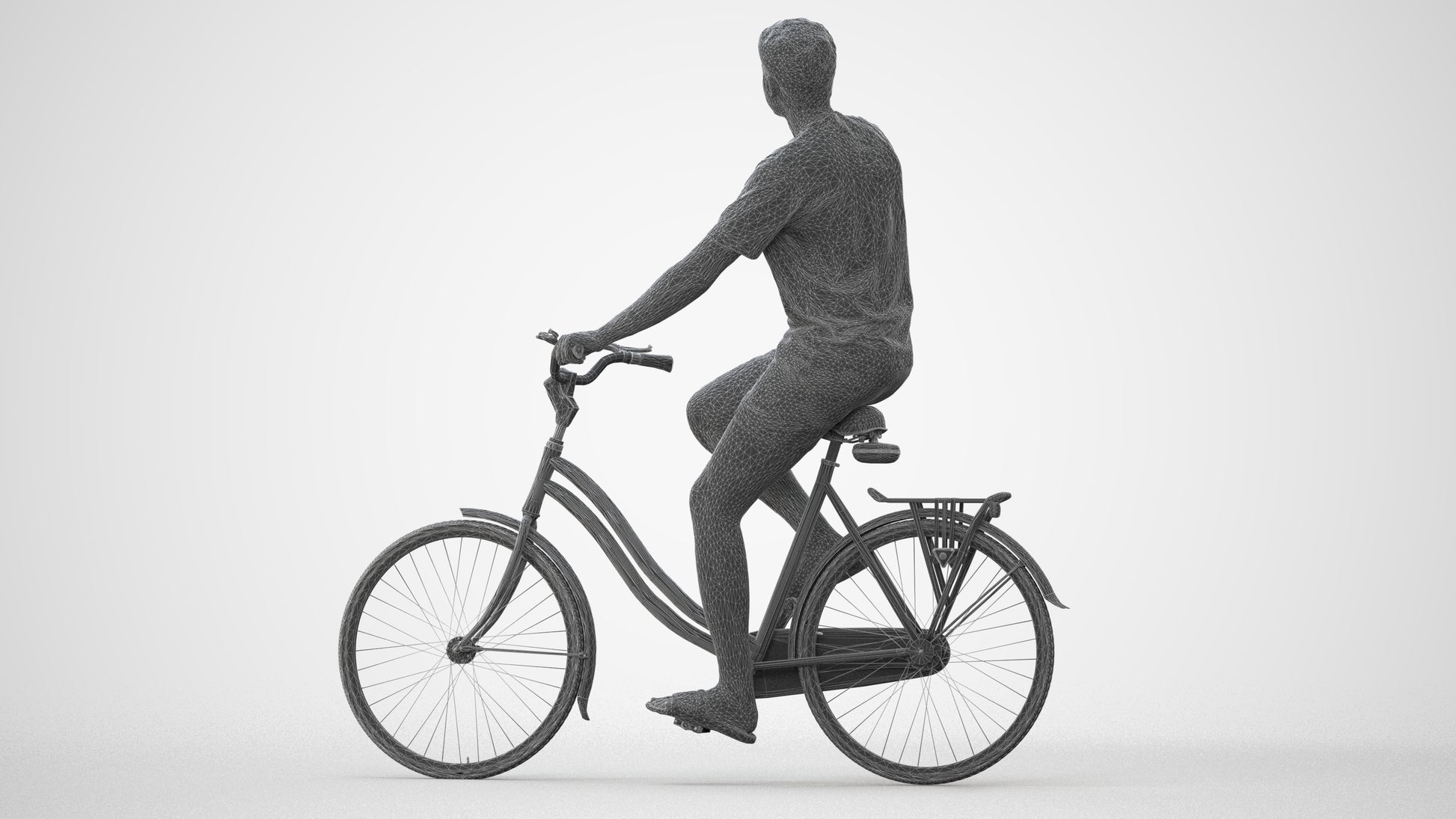 realistic 3D human man casual cycling, archviz people FBX OBJ for Blender, square thumbnail