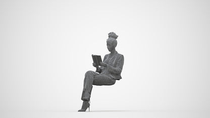 3D scanned woman business, photorealistic archviz people for Enscape and SketchUp, wireframe back view