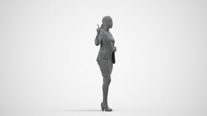 realistic 3D woman business, scanned archviz people for Blender and 3ds Max, wireframe side view