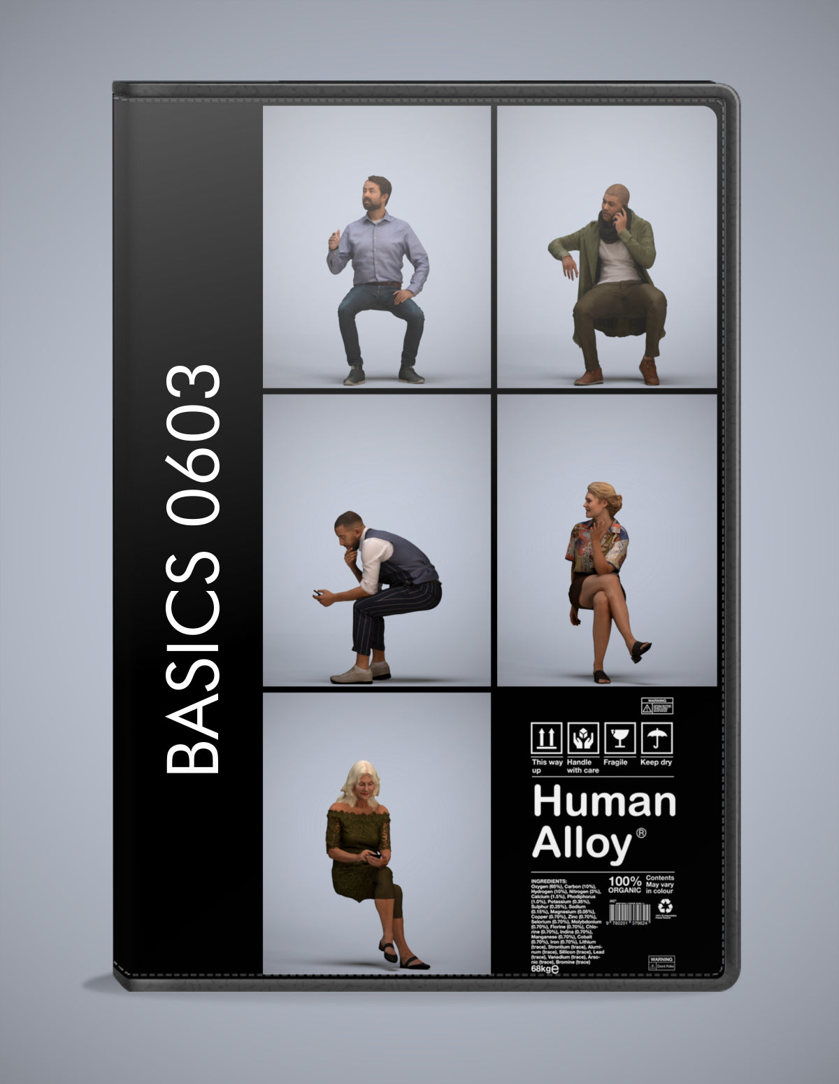 scanned 3D people sitting collection, 5 photogrammetry models for Enscape and V-Ray