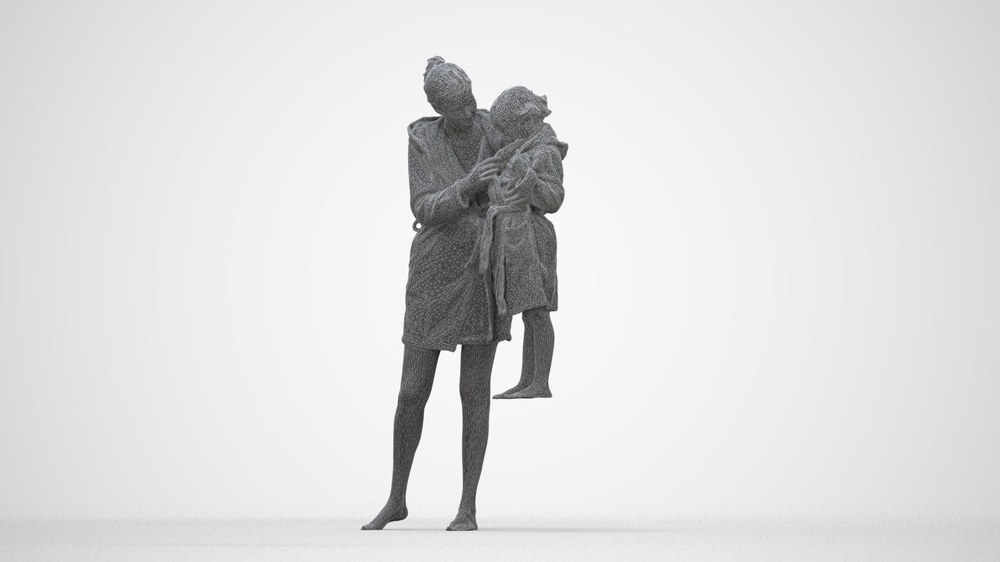 realistic 3D people girl casual kids, render-ready for V-Ray and Corona, FBX OBJ, wireframe back view