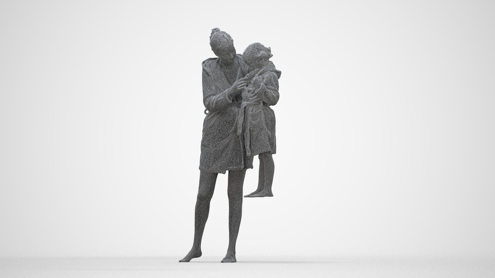 realistic 3D people girl casual kids, render-ready for V-Ray and Corona, FBX OBJ, wireframe back view