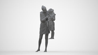 realistic 3D people girl casual kids, render-ready for V-Ray and Corona, FBX OBJ, wireframe back view