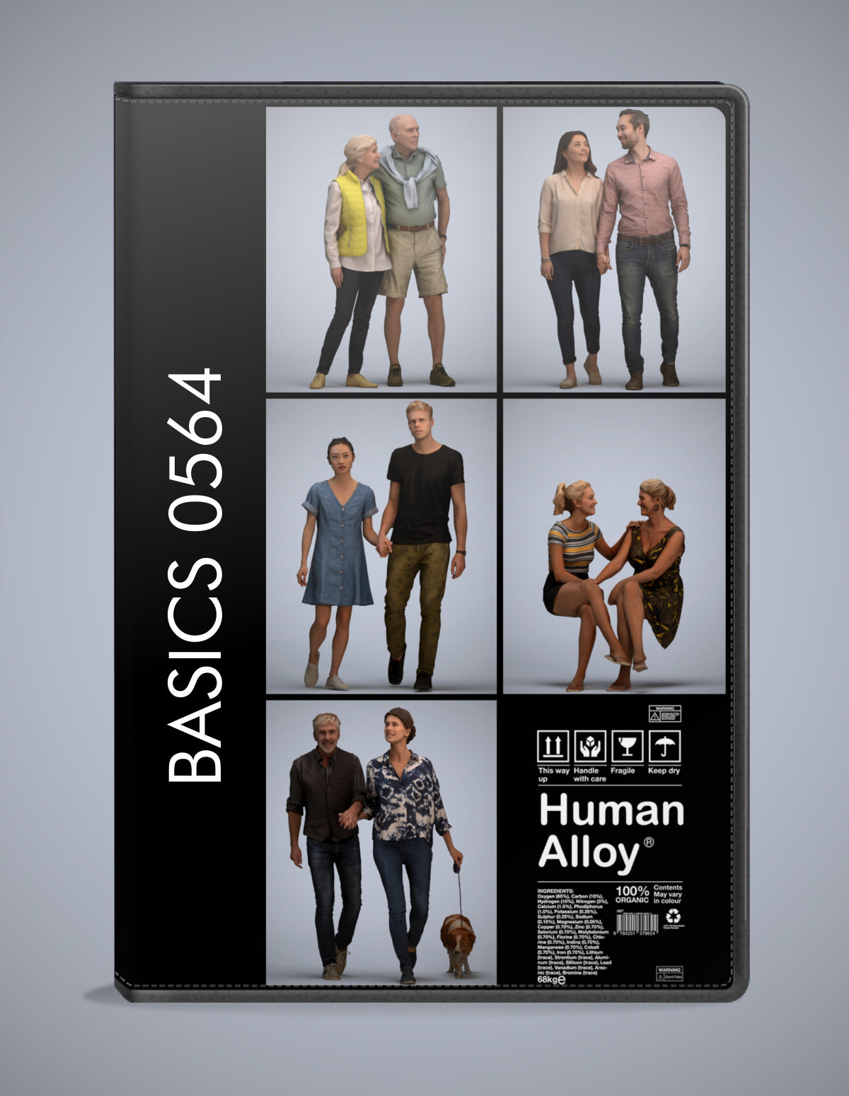 realistic 3D people couple set, 5 render-ready models for V-Ray and Corona
