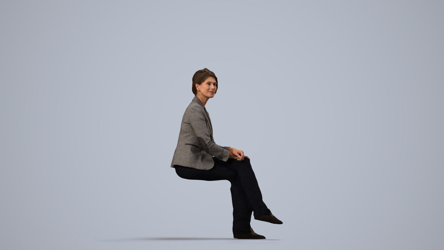 photogrammetry 3D woman business, realistic human model archviz FBX, side view render